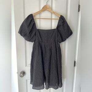 Black puff sleeve, empire waist dress